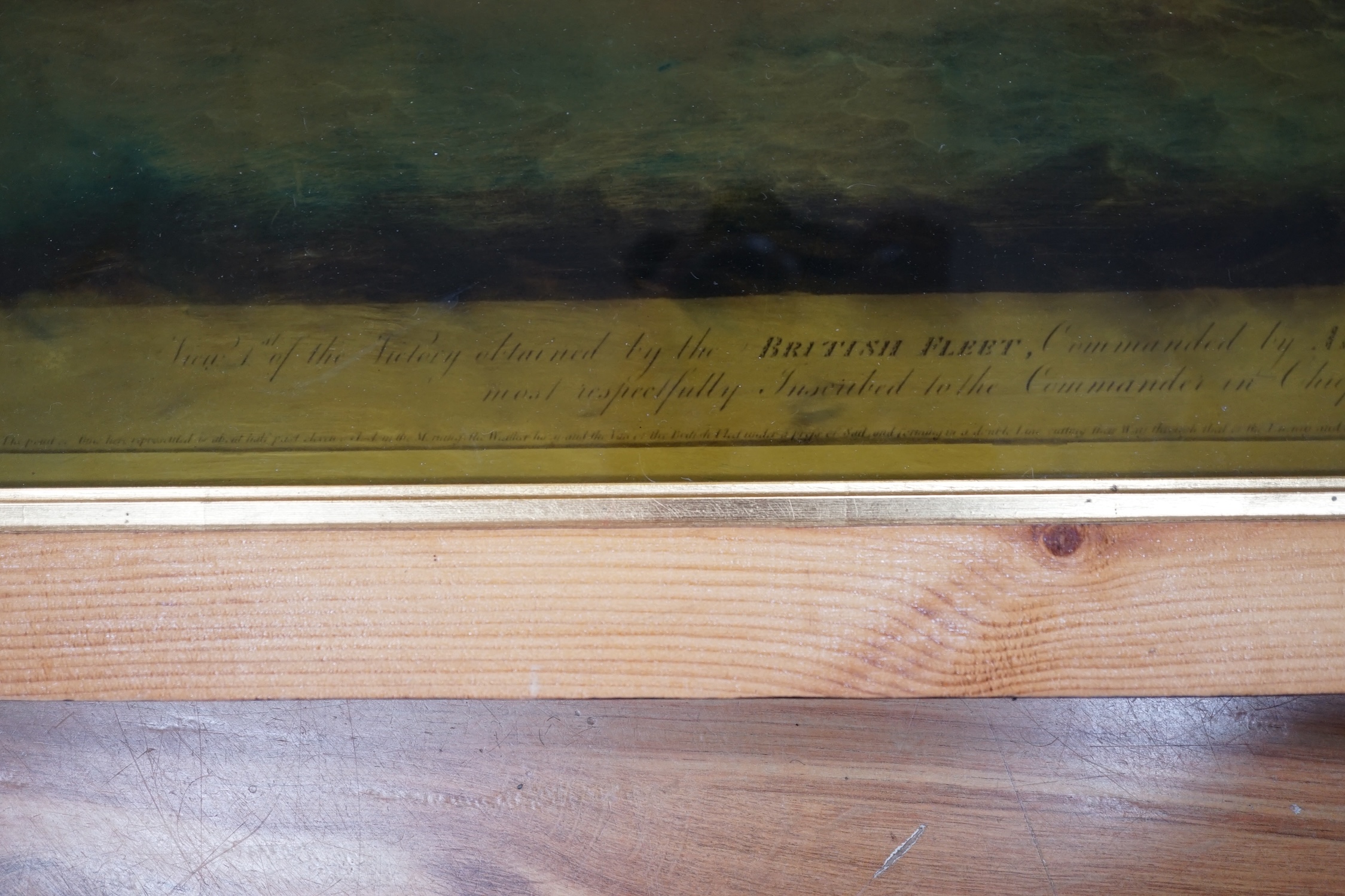 Robert Dodd (1748–1815), reverse glass painted print, ‘Action off Cape St. Vicent’, 58 x 88cm. Condition - fair